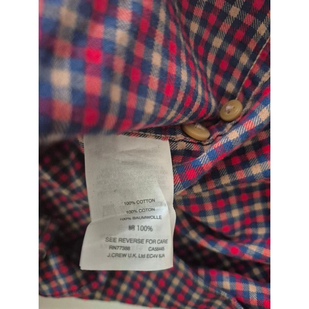 J. Crew Slim Fit Plaid Button Down Long Sleeve Shirt Mens Medium Cotton Casual